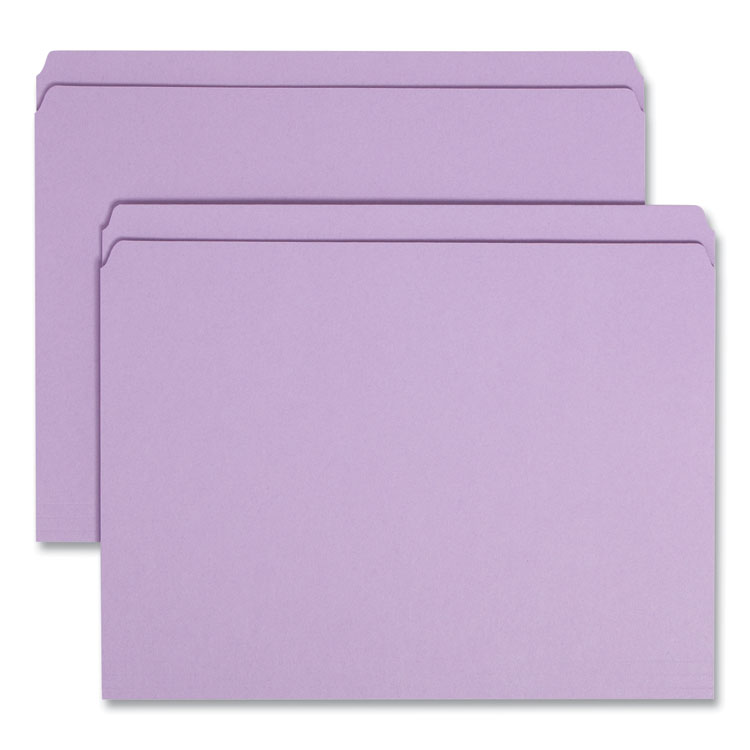 Smead Reinforced Top Tab Colored File Folders, Straight Tabs, Letter Size, 0.75" Expansion, Lavender, 100/Box (SMD12410)