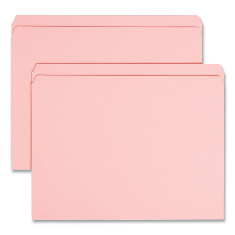 Smead Reinforced Top Tab Colored File Folders, Straight Tabs, Letter Size, 0.75" Expansion, Pink, 100/Box (SMD12610)