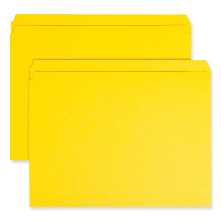Smead Reinforced Top Tab Colored File Folders, Straight Tabs, Letter Size, 0.75" Expansion, Yellow, 100/Box (SMD12910)