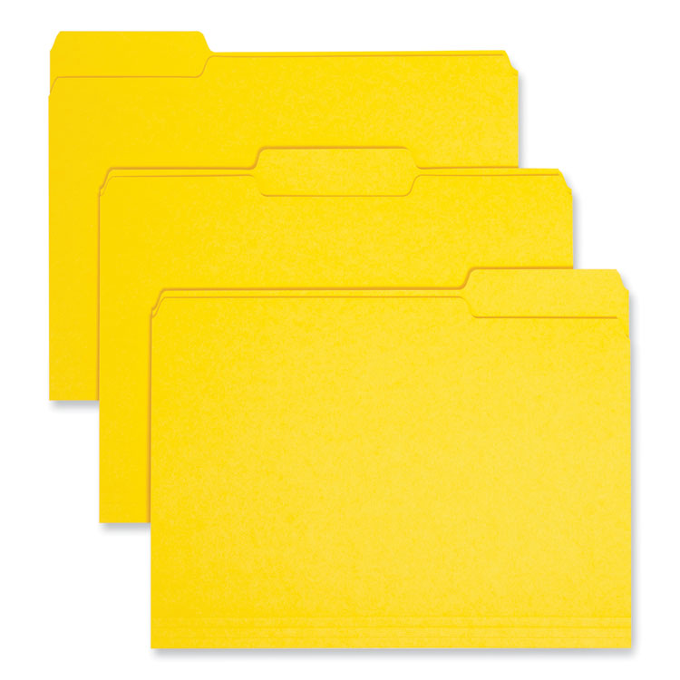 Smead Interior File Folders, 1/3-Cut Tabs: Assorted, Letter Size, 0.75" Expansion, Yellow, 100/Box (SMD10271)