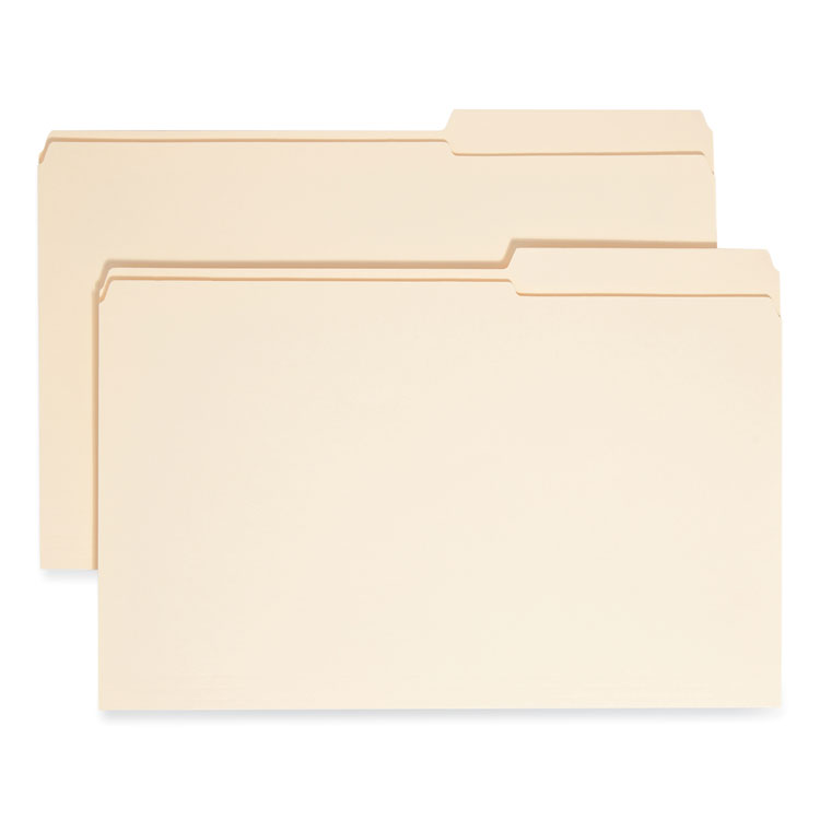 Smead Reinforced Guide Height File Folders, 2/5-Cut Tabs: Right Position, Legal Size, 0.75" Expansion, Manila, 100/Box (SMD15386)