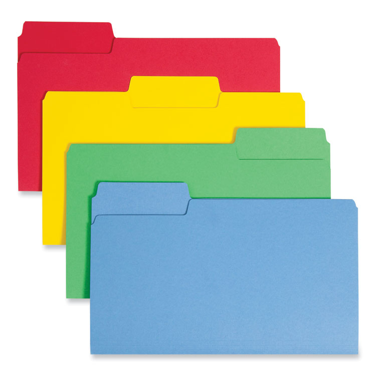 Smead SuperTab Colored File Folders, 1/3-Cut Tabs: Assorted, Legal Size, 0.75" Expansion, 14-pt Stock, Assorted Colors, 50/Box (SMD15410)