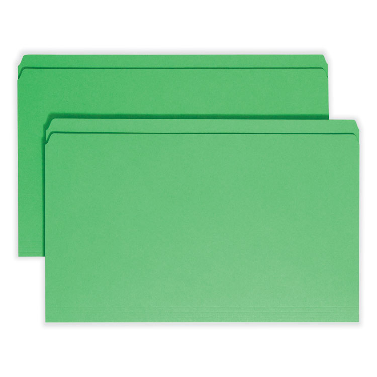 Smead Reinforced Top Tab Colored File Folders, Straight Tabs, Legal Size, 0.75" Expansion, Green, 100/Box (SMD17110)