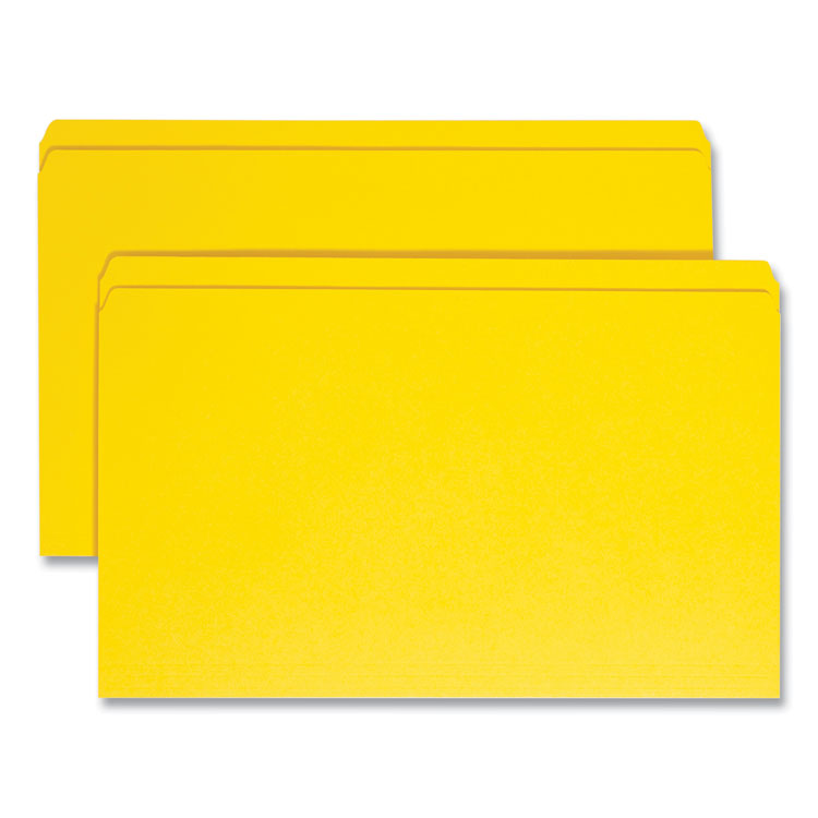 Smead Reinforced Top Tab Colored File Folders, Straight Tabs, Legal Size, 0.75" Expansion, Yellow, 100/Box (SMD17910)