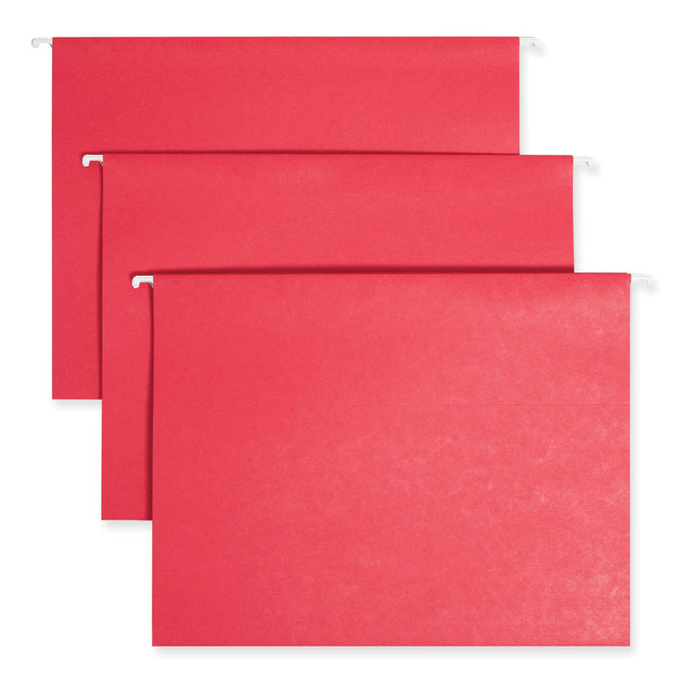 Smead TUFF Hanging Folders with Easy Slide Tab, Letter Size, 1/3-Cut Tabs, Red, 18/Box (SMD64043)