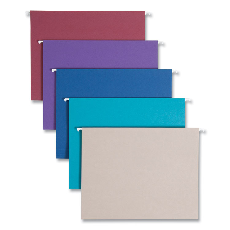 Smead Colored Hanging File Folders with 1/5 Cut Tabs, Letter Size, 1/5-Cut Tabs, Assorted Jewel Tone Colors, 25/Box (SMD64056)