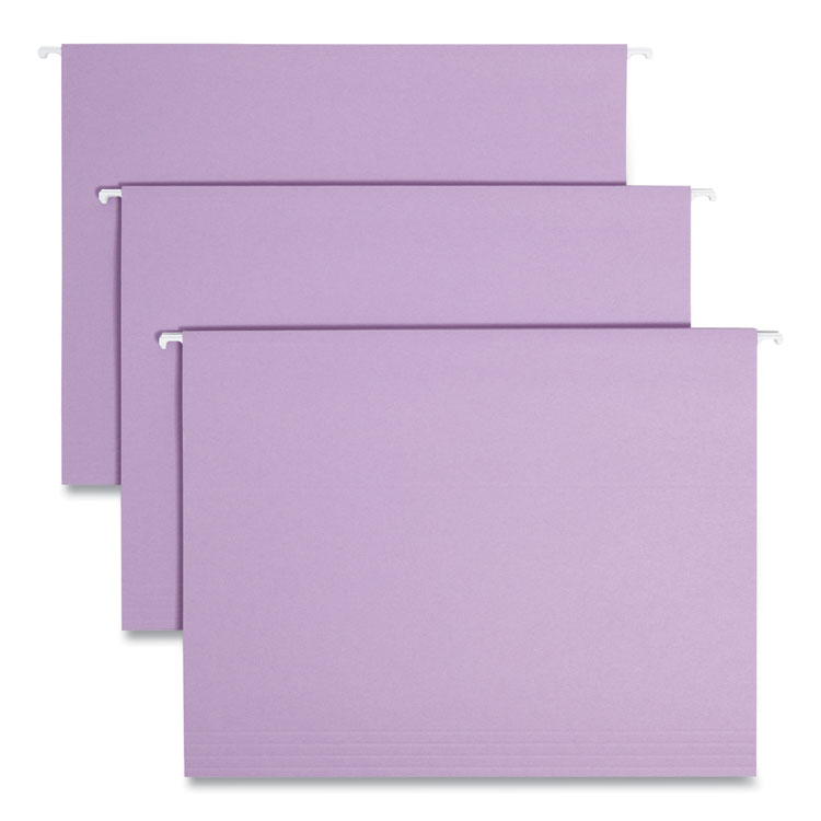 Smead Colored Hanging File Folders with 1/5 Cut Tabs, Letter Size, 1/5-Cut Tabs, Lavender, 25/Box (SMD64064)