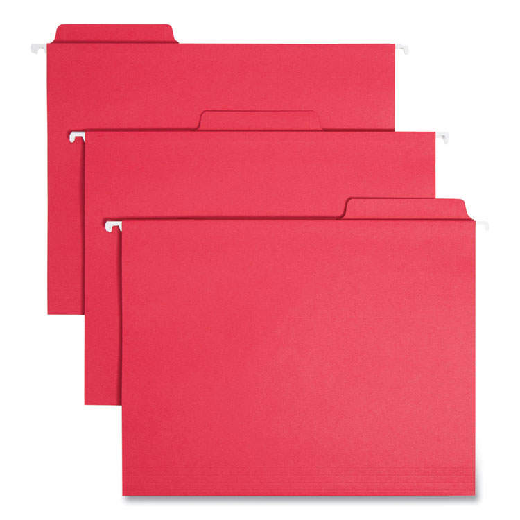Smead FasTab Hanging Folders, Letter Size, 1/3-Cut Tabs, Red, 20/Box (SMD64096)