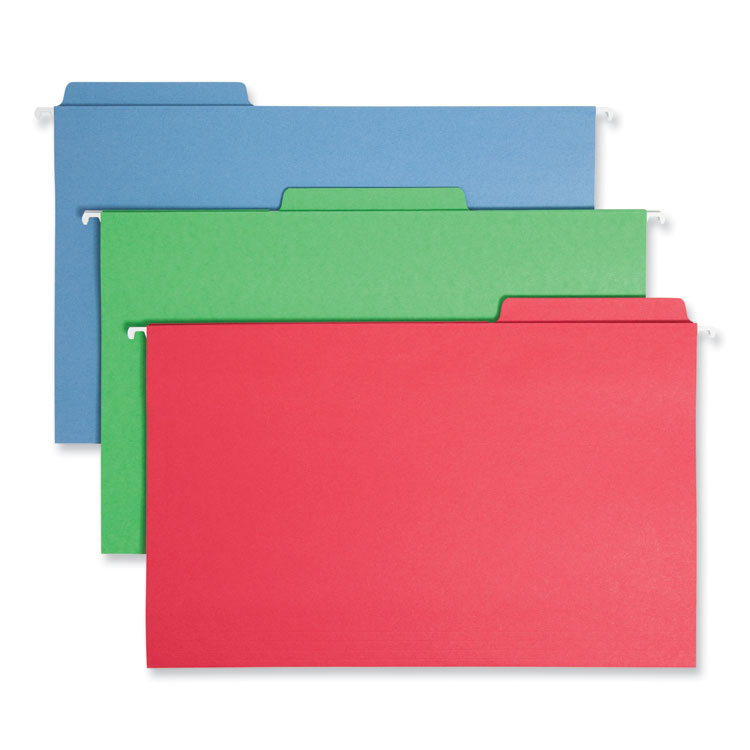 Smead FasTab Hanging Folders, Legal Size, 1/3-Cut Tabs, Assorted Colors, 18/Box (SMD64153)