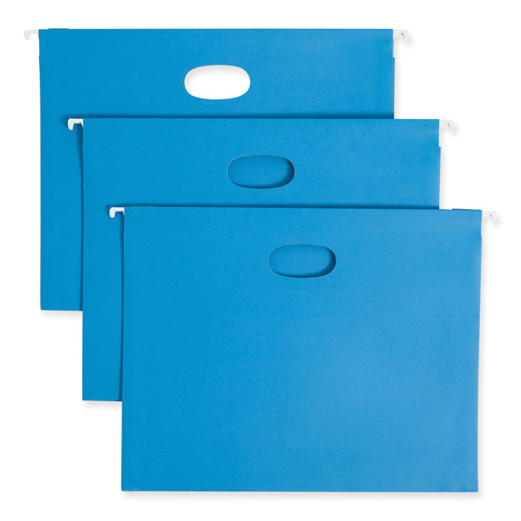Smead Hanging Pockets with Full-Height Gusset, 1 Section, 2" Capacity, Letter Size, 1/5-Cut Tabs, Sky Blue, 25/Box (SMD64250)