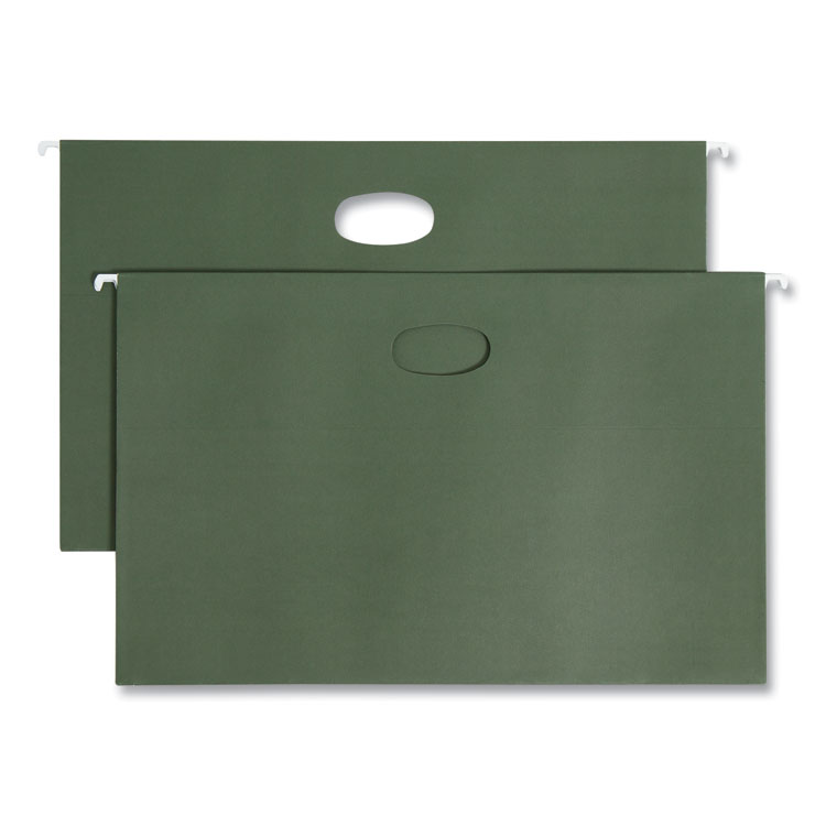 Smead Hanging Pockets with Full-Height Gusset, 1 Section, 3.5" Capacity, Legal Size, Standard Green, 10/Box (SMD64320)