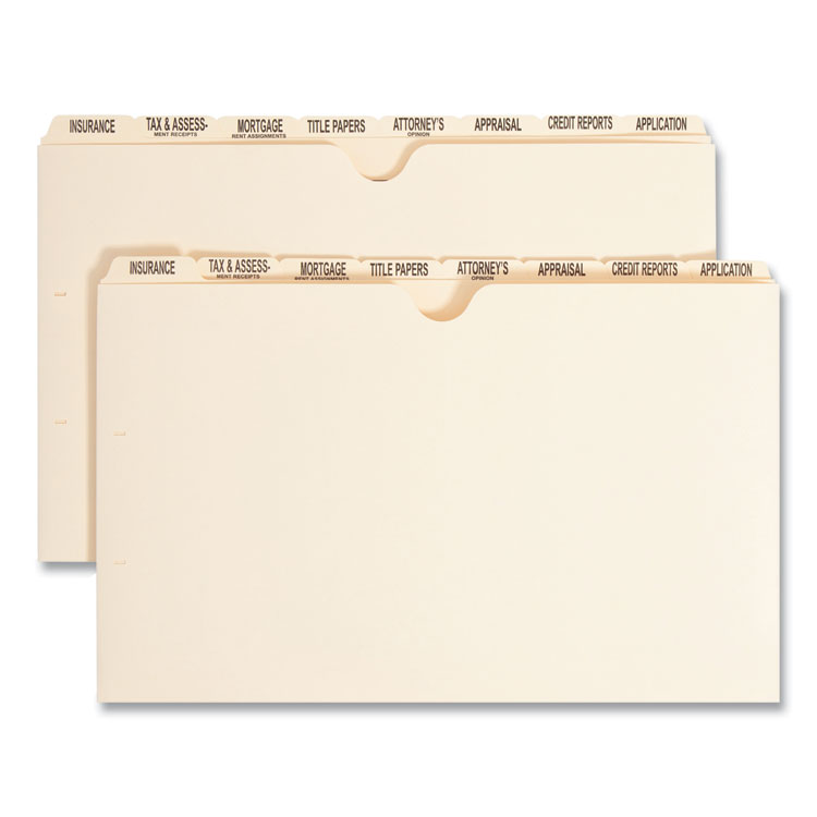 Smead Replacement Pressboard Mortgage File Dividers, Punched for K-Style Fasteners, Legal Size, Manila, 8 Dividers/Set, 12 Sets/Box (SMD78278)