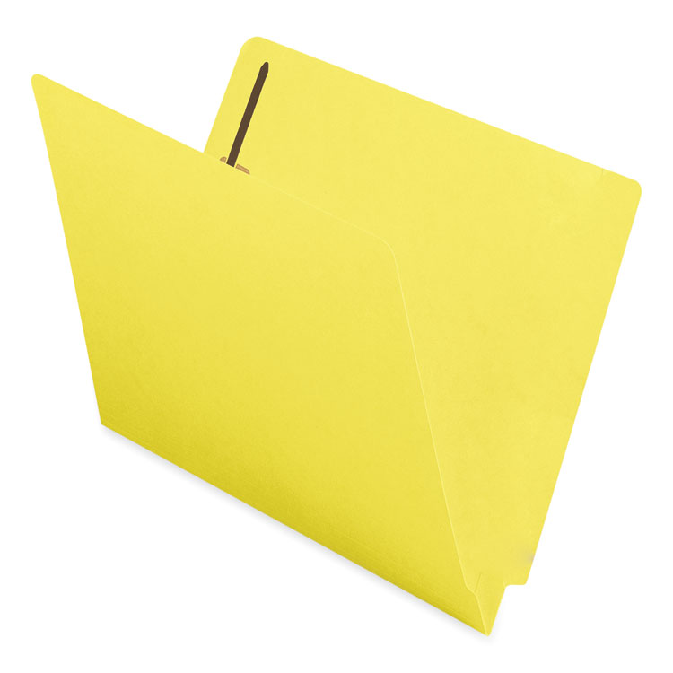 Smead Heavyweight Colored End Tab Fastener Folders, 0.75" Expansion, 2 Fasteners, Letter Size, Yellow Exterior, 50/Box (SMD25940)