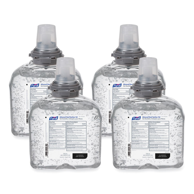 PURELL Advanced Hand Sanitizer TFX Refill, Gel, 1,200 mL, Unscented, 4/Carton (GOJ545604CT)