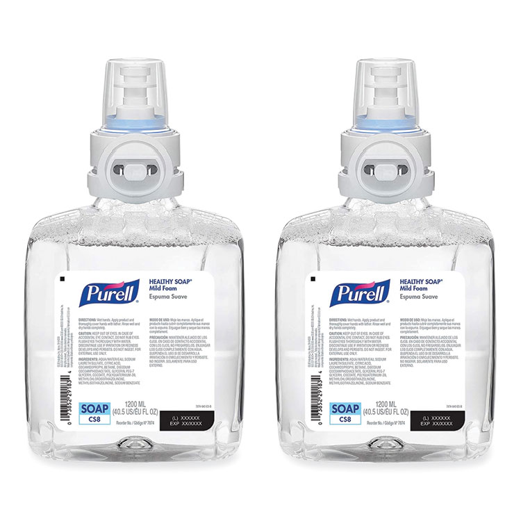 PURELL Professional HEALTHY SOAP Mild Foam Refill, For CS8 Dispensers, Fragrance-Free, 1,200 mL, 2/Carton (GOJ787402CT)