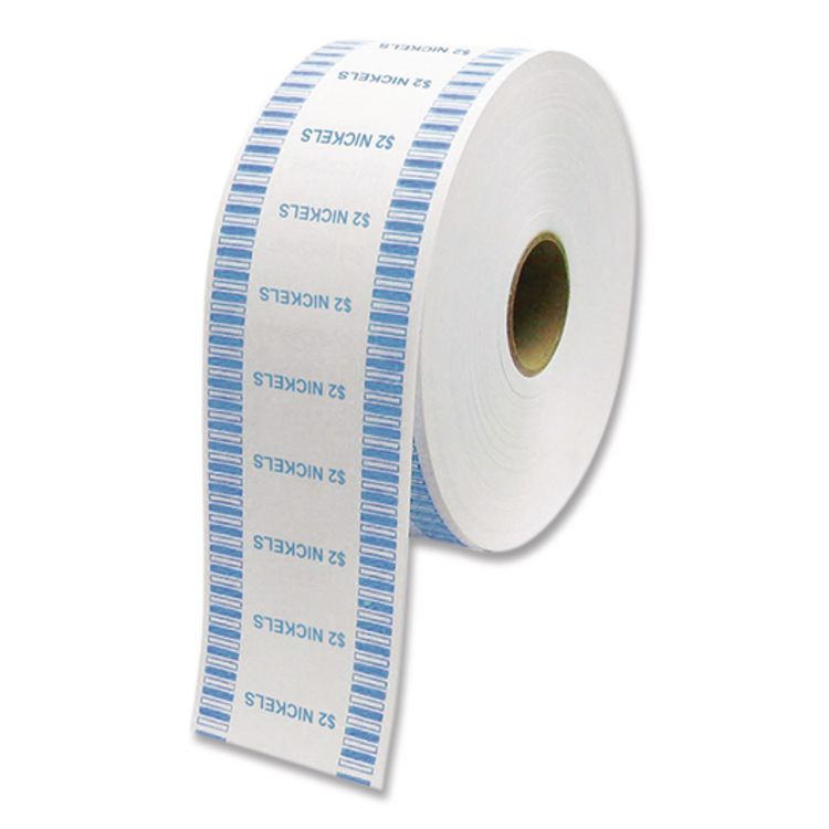 CONTROLTEK Automatic Coin Wrapper Roll for Coin Wrapping Machines, Nickels, $2.00, Kraft/Blue, 2,000/Roll, 8 Rolls/Carton (CNK575035)