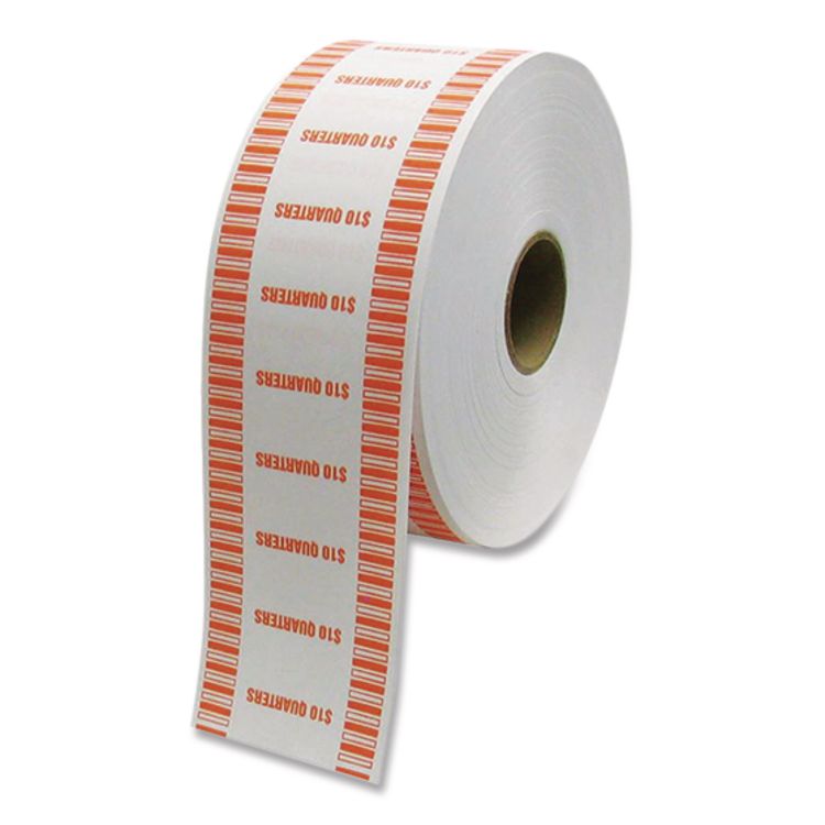 CONTROLTEK Automatic Coin Wrapper Roll for Coin Wrapping Machines, Quarters, $10.00, Kraft/Orange, 2,000/Roll, 8 Rolls/Carton (CNK575037)