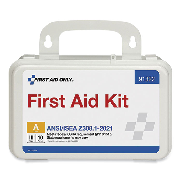 First Aid Only ANSI 2021 First Aid Kit for 10 People, 76 Pieces, Plastic Case (FAO91322)