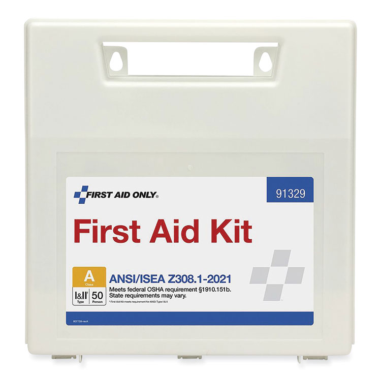 First Aid Only ANSI 2021 First Aid Kit for 50 People, 184 Pieces, Plastic Case (FAO91329)