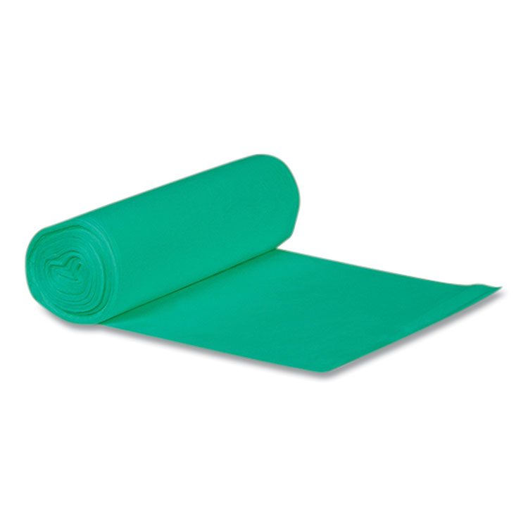 Heritage Eco Blend Max Can Liners, 23 gal, 0.8 mil, 28" x 45", Green, 25 Bags/Roll, 10 Rolls/Carton (HERL5645TEER1)