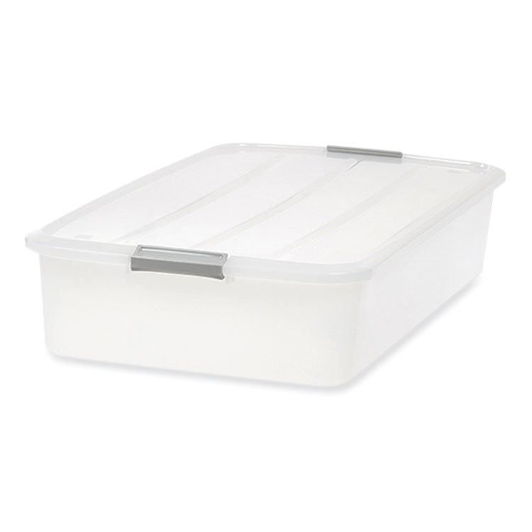 IRIS 50 Qt. Latch Lid Underbed Storage Box, 17.75" x 32.5" x 6.5", Clear (IRS100118)