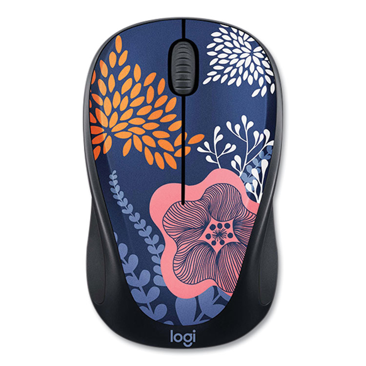 Logitech M317 Design Collection Limited Edition Wireless Ambidextrous Optical Mouse, 2.4 GHz Frequency/33 ft Range, Forest Floral (LOG910006552)