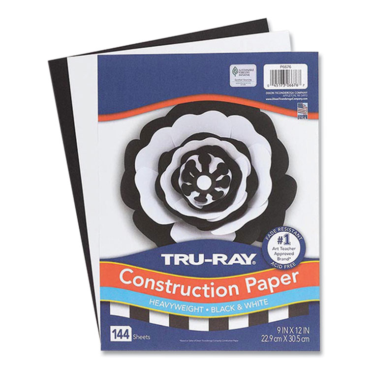 Pacon Tru-Ray Construction Paper, 76 lb Text Weight, 9 x 12, Assorted Colors, 144/Pack (PACP6676)