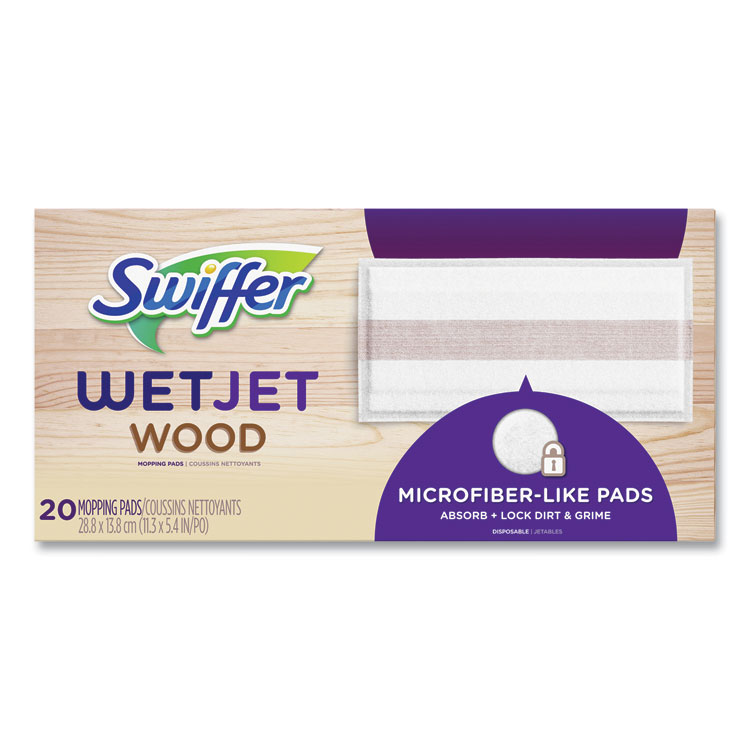 Swiffer WetJet System Wood Mopping Pad, 5.4 x 11.3, White, 20/Pack (PGC76563)