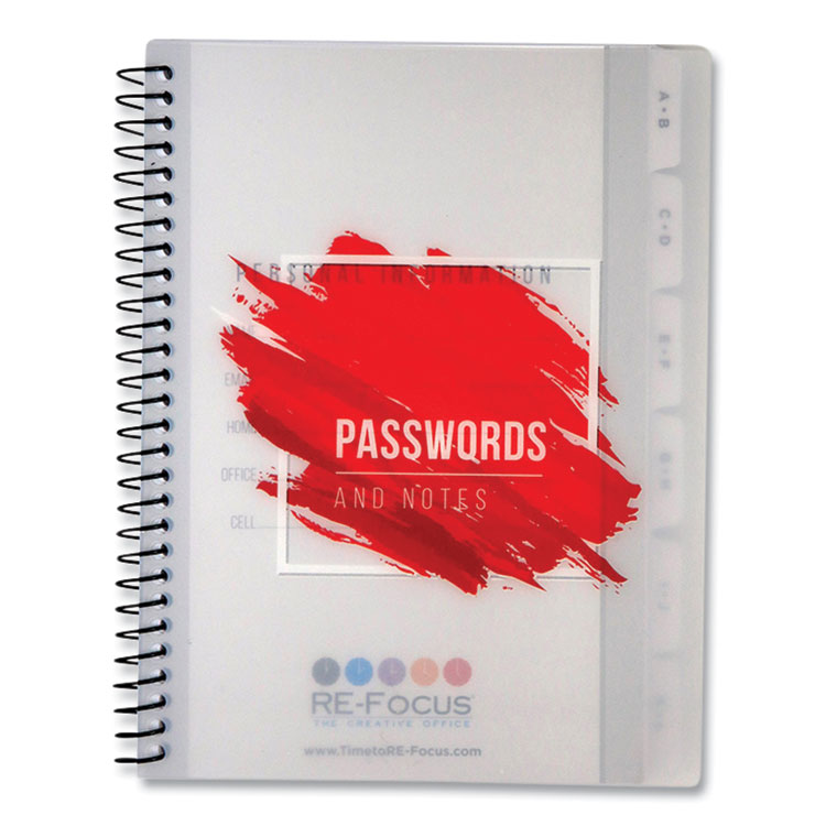 RE-Focus The Creative Office Pocket-Size Password Log Book, User-Name/Password Format, White/Red Cover, (60) 7 x 5.5 Sheets (RFCMINIPWBOOKRE)