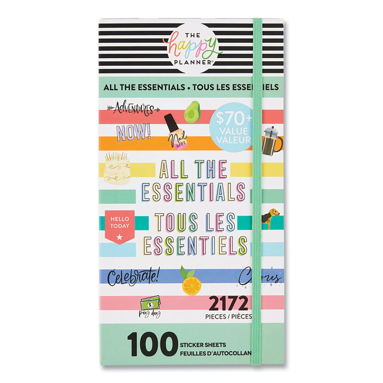 The Happy Planner All the Essentials Mega Value Pack Stickers, Decorative and Productivity Stickers, Assorted Sizes and Colors, 2,172/Pack (THLSP1H100005)