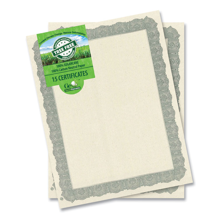 Geographics Award Certificates, 8.5 x 11, Natural with Silver Braided Border. 15/Pack (GEO49009)