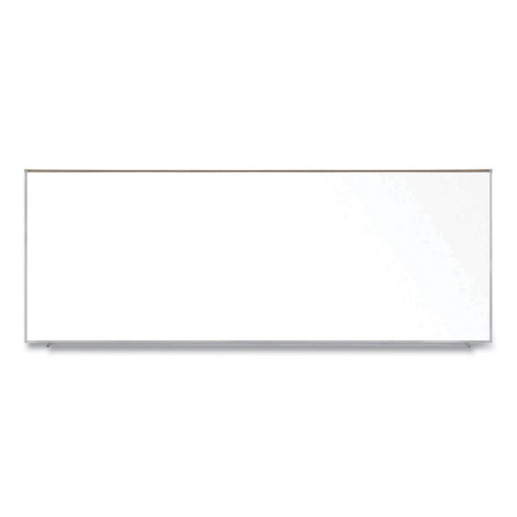 Ghent Magnetic Porcelain Whiteboard with Aluminum Frame and Maprail, 144.59" x 60.47", White Surface, Satin Aluminum Frame (GHEM1P5121M)