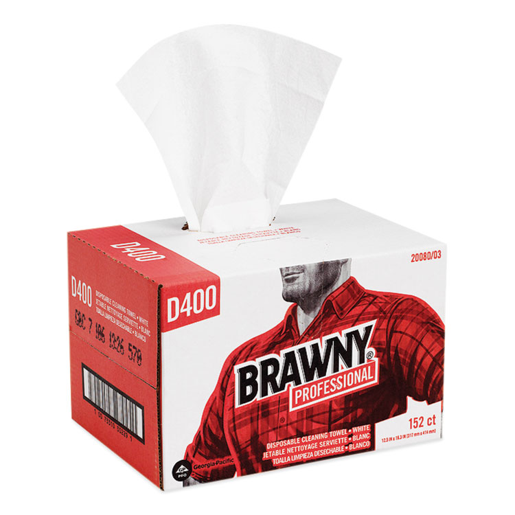 Brawny Professional Premium DRC Wipers, Paper, 1-Ply, 12.5 x 16.75, White, 152/Box (GPC2008003)