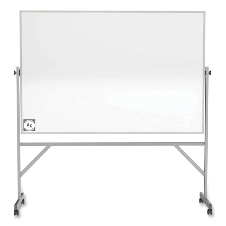 Ghent Reversible Magnetic Hygienic Porcelain Whiteboard with Aluminum Frame, 96" x 48", White Surface, Satin Aluminum Frame (GHEARM4M448)