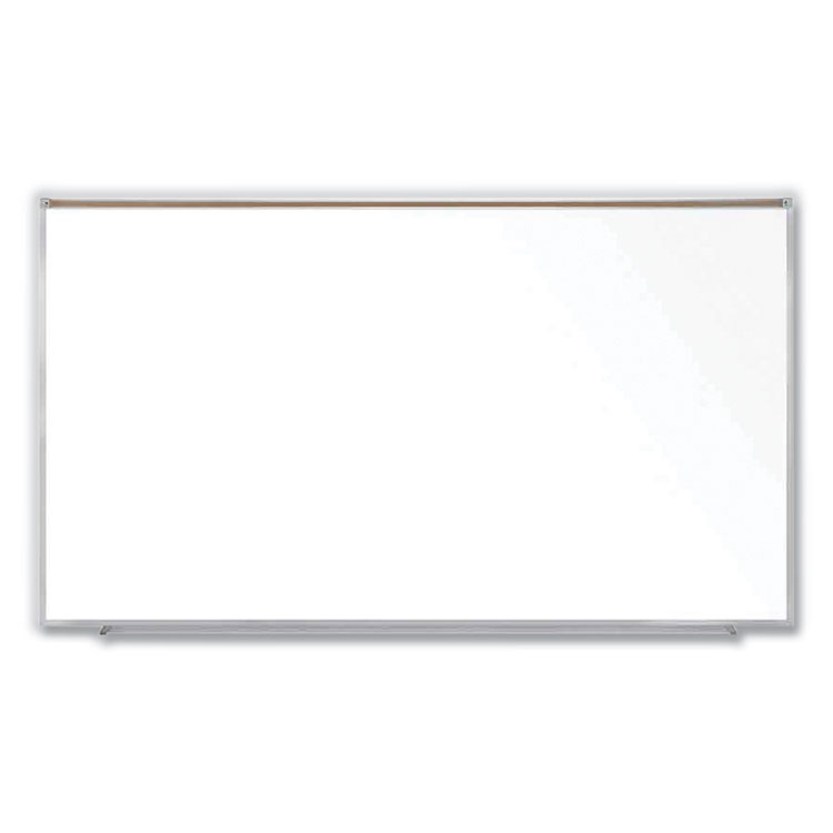 Ghent Magnetic Porcelain Whiteboard with Aluminum Frame and Maprail, 96.53" x 60.47", White Surface, Satin Aluminum Frame (GHEM1P581M)