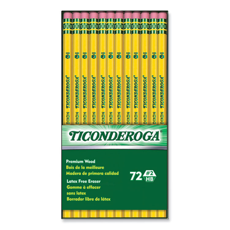 Ticonderoga Pencils, HB (#2), Black Lead, Yellow Barrel, 72/Pack (DIXX33904X)