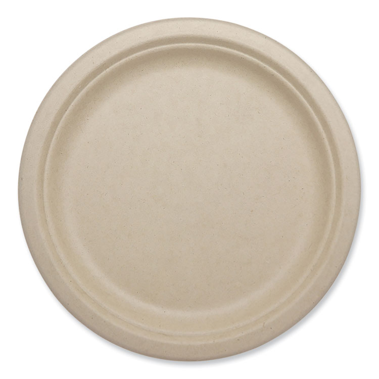 World Centric Fiber Plates, Paper, 9.1" dia, Natural, 1,000/Carton (WORPLSCU9LFP)