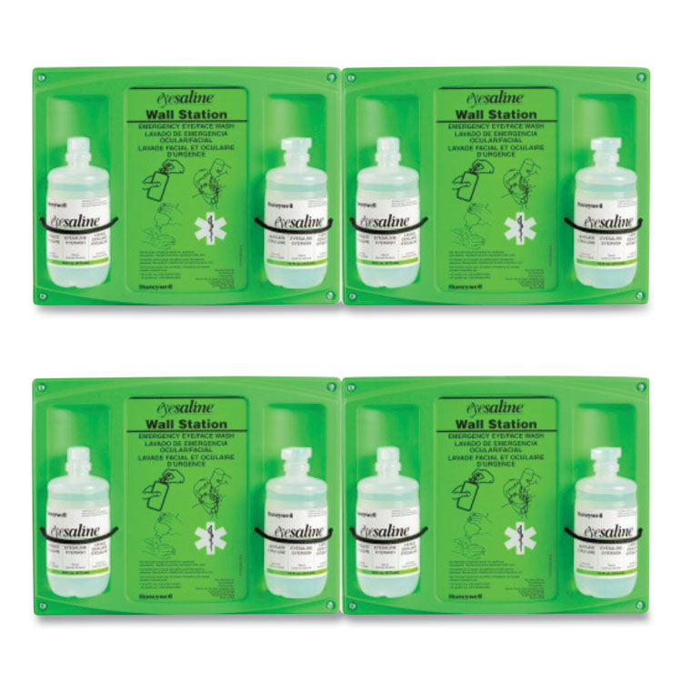 Honeywell Double Bottle Sterile Saline Eye Wash Wall Station, 16 oz Bottles, 2 Bottles/Station, 4 Stations/Carton (FND320004650000)