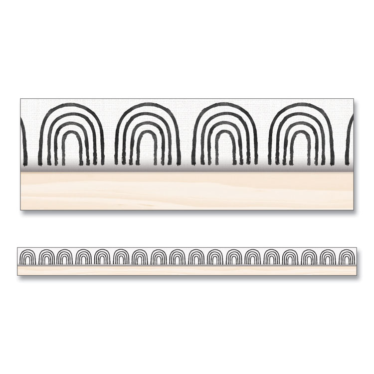 Carson-Dellosa Education Straight Borders, Rainbows, 3" x 3 ft, Black/White/Cream, 12/Pack (CDP108502)