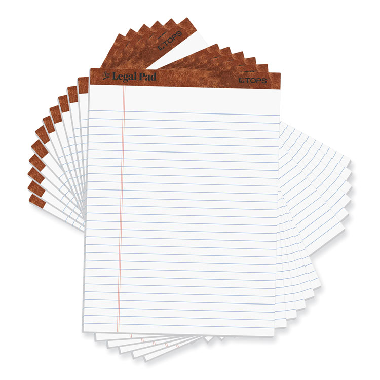 TOPS "The Legal Pad" Ruled Perforated Pads, Wide/Legal Rule, (50) White 8.5 x 11.75 Sheets, Dozen (TOP7533)