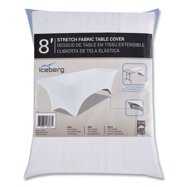 Iceberg iGear Fabric Table Cover, Polyester/Spandex, 30" x 96", White (ICE16533)