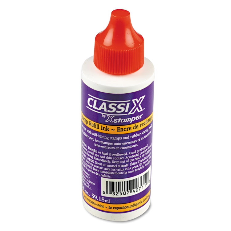 ClassiX Refill Ink for Classix Stamps, 2 oz Bottle, Red (XST40711)