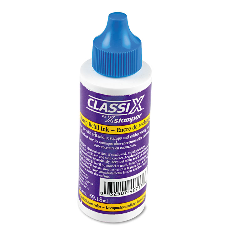ClassiX Refill Ink for Classix Stamps, 2 oz Bottle, Blue (XST40713)
