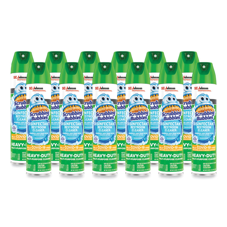 Scrubbing Bubbles Disinfectant Restroom Cleaner II, Rain Shower Scent, 25 oz Aerosol Spray, 12/Carton (SJN313358)