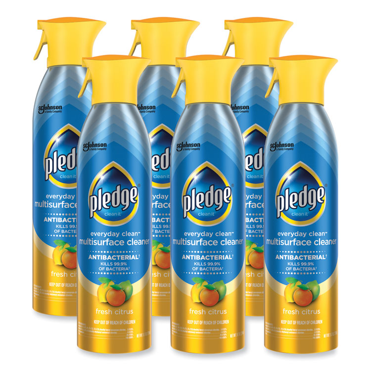 Pledge Multi Surface Antibacterial Everyday Cleaner, 9.7 oz Aerosol Spray, 6/Carton (SJN336276)