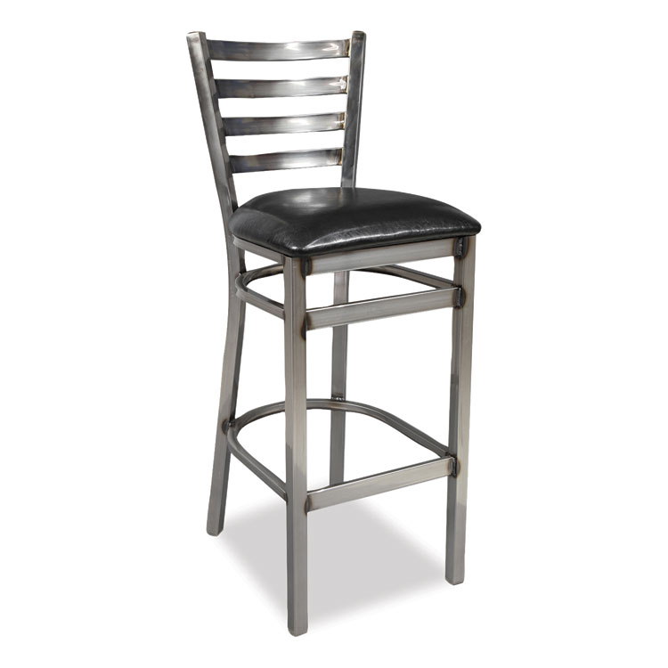 JMC FURNITURE White Horse Series Barstools, Supports Up to 300 lb, 29.5" Seat Height, Black Seat, Industrial Clear-Coat Steel Back/Frame (JMCWHBSCLR)