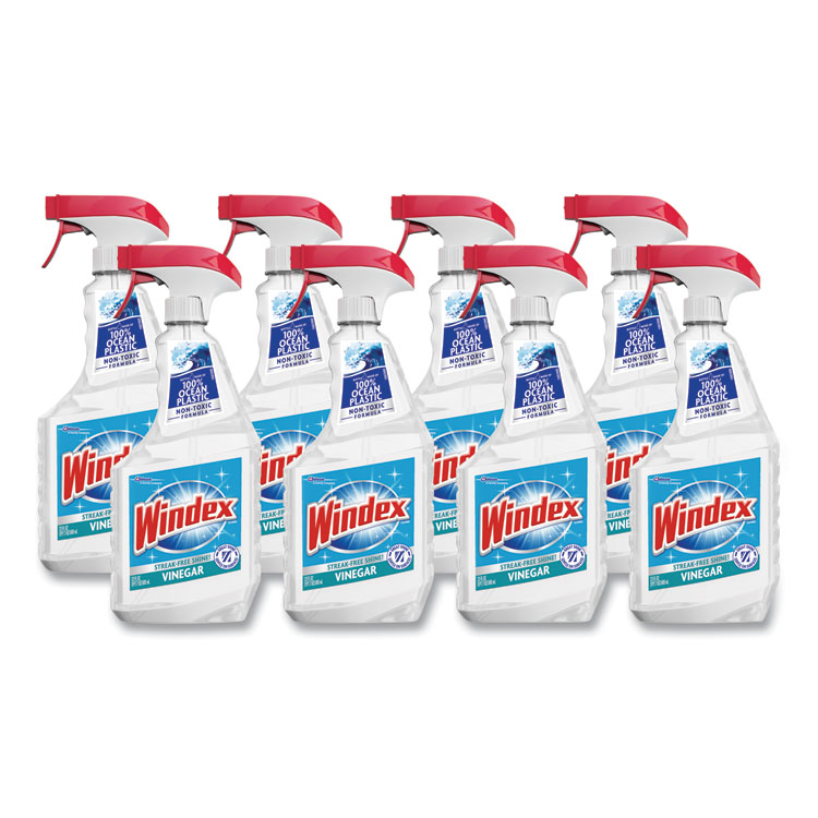 Windex Multi-Surface Vinegar Cleaner, Fresh Clean Scent, 23 oz Spray Bottle, 8/Carton (SJN312620)