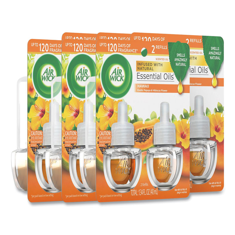 Air Wick Scented Oil Twin Refill, Hawai'i Exotic Papaya/Hibiscus Flower, 0.67 oz, 2/Pack, 6 Packs/Carton (RAC85175CT)