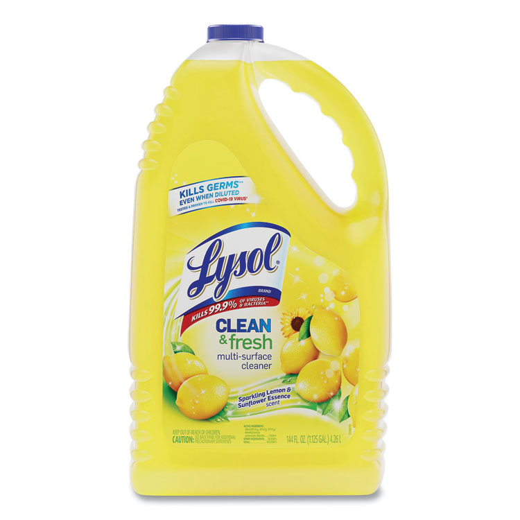 LYSOL Brand Clean and Fresh Multi-Surface Disinfectant Cleaner, Sparkling Lemon and Sunflower Essence, 144 oz Bottle (RAC77617EA)