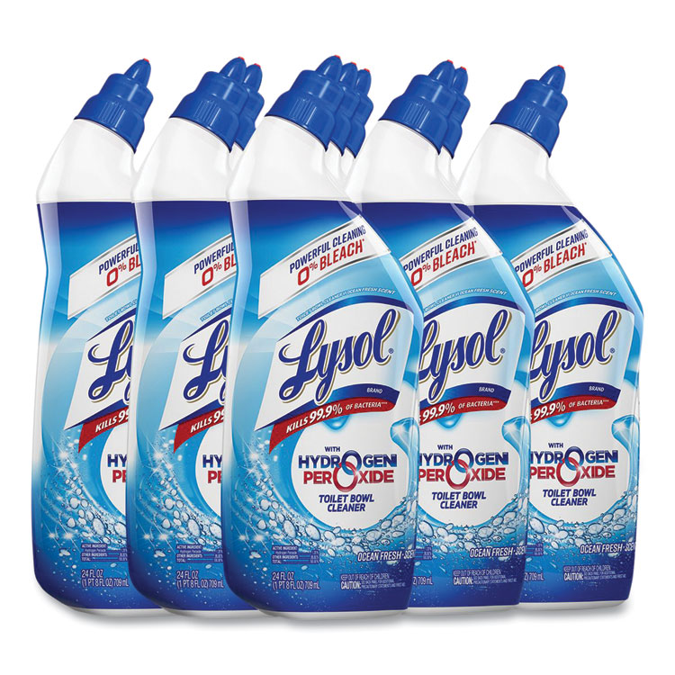 LYSOL Brand Toilet Bowl Cleaner with Hydrogen Peroxide, Ocean Fresh Scent, 24 oz, 9/Carton (RAC98011)